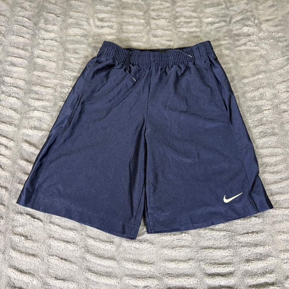 Nike Basketball Mens Navy Blue Mesh Athletic Shorts Small Embroidered Swoosh